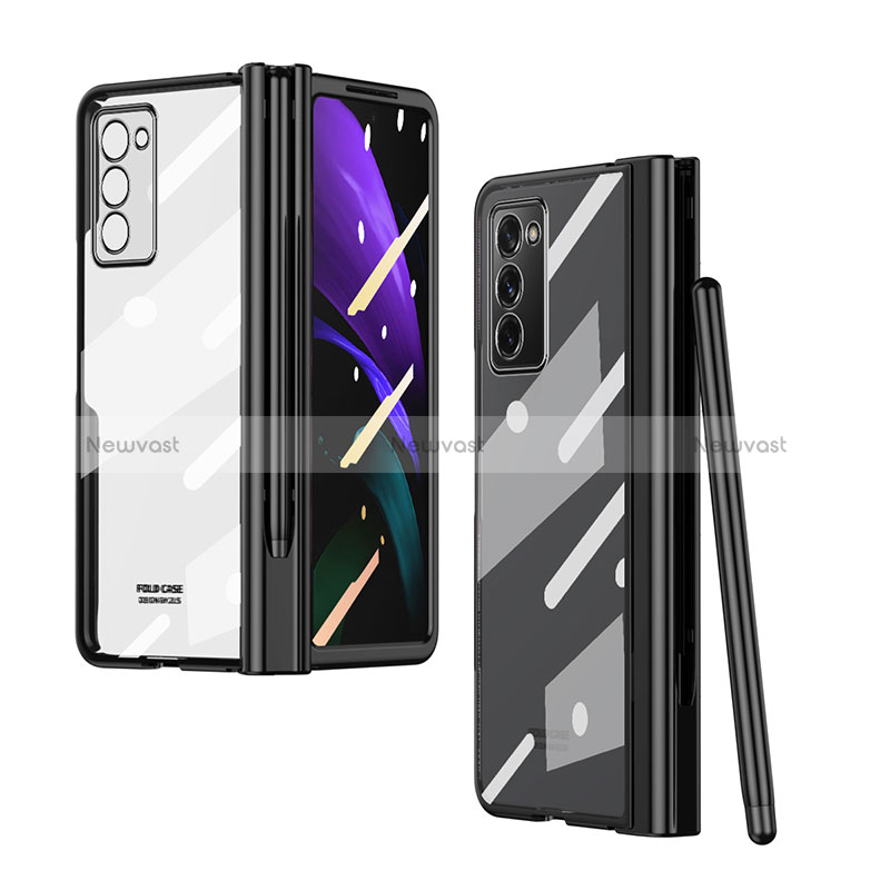 Transparent Crystal Hard Case Back Cover H03 for Samsung Galaxy Z Fold2 5G Black