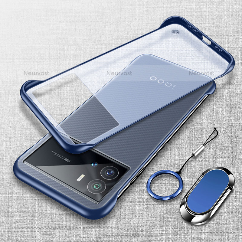 Transparent Crystal Hard Case Back Cover H03 for Vivo iQOO 9 Pro 5G Blue