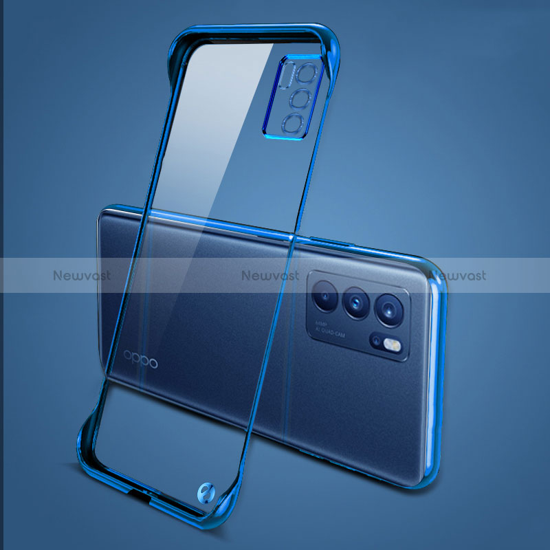 Transparent Crystal Hard Case Back Cover H04 for Oppo Reno6 5G Blue