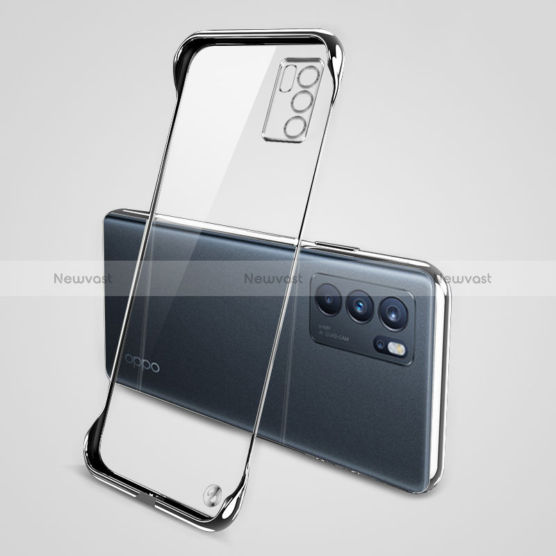 Transparent Crystal Hard Case Back Cover H04 for Oppo Reno6 5G Silver
