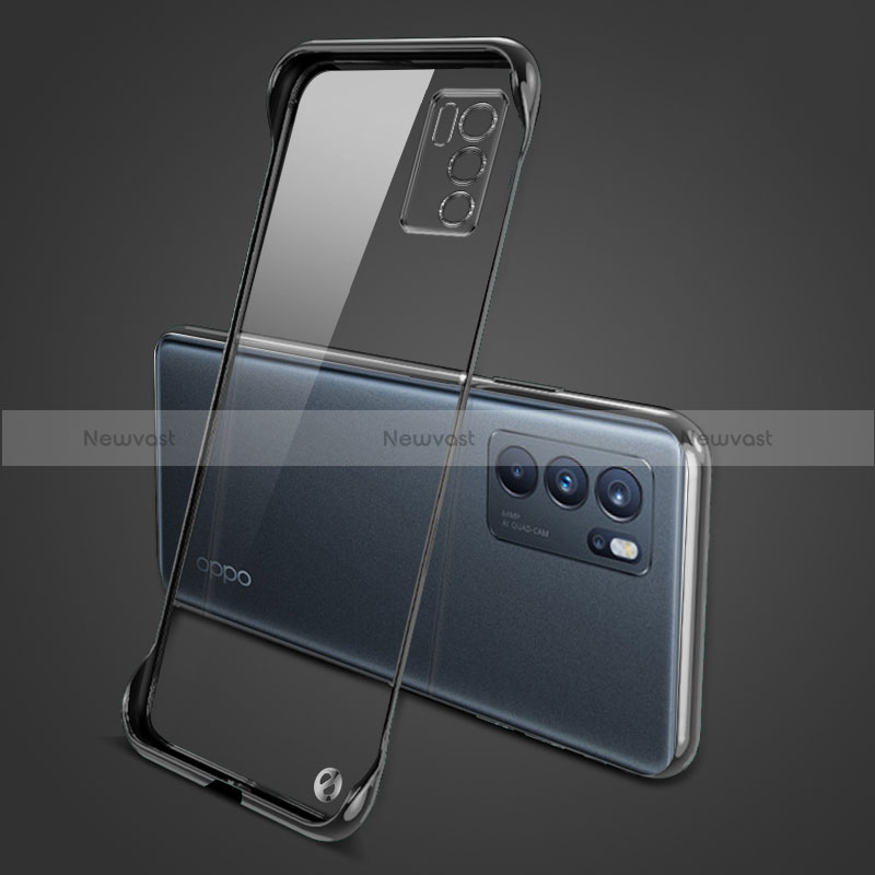 Transparent Crystal Hard Case Back Cover H04 for Oppo Reno6 Pro 5G India Black