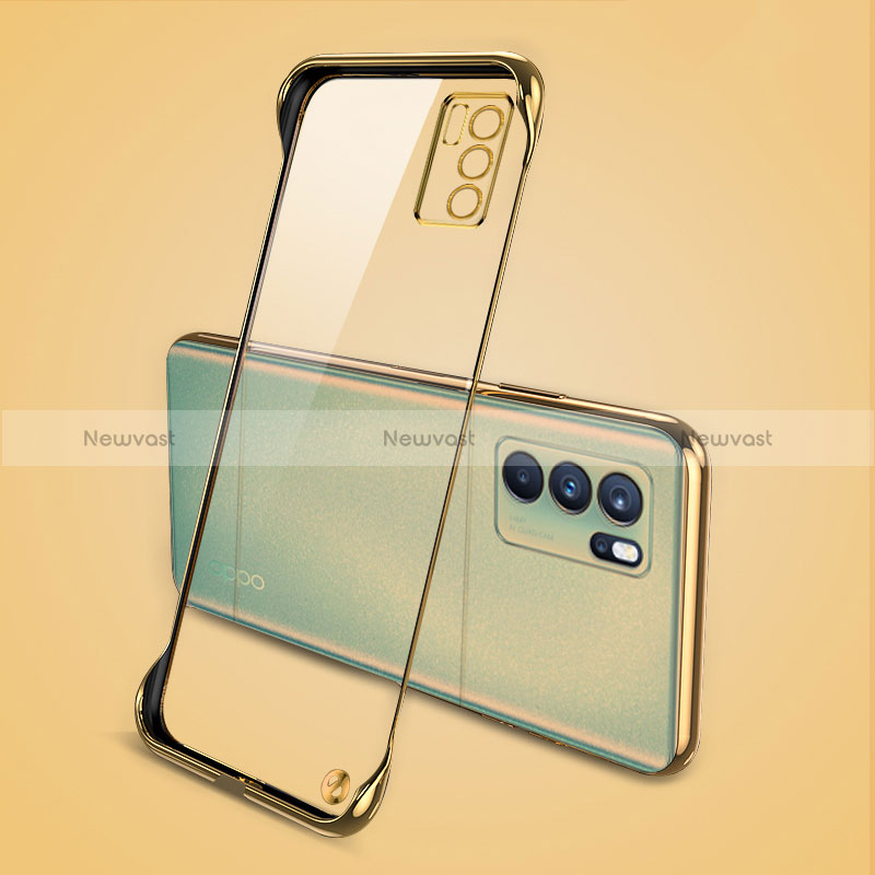 Transparent Crystal Hard Case Back Cover H04 for Oppo Reno6 Pro 5G India Gold