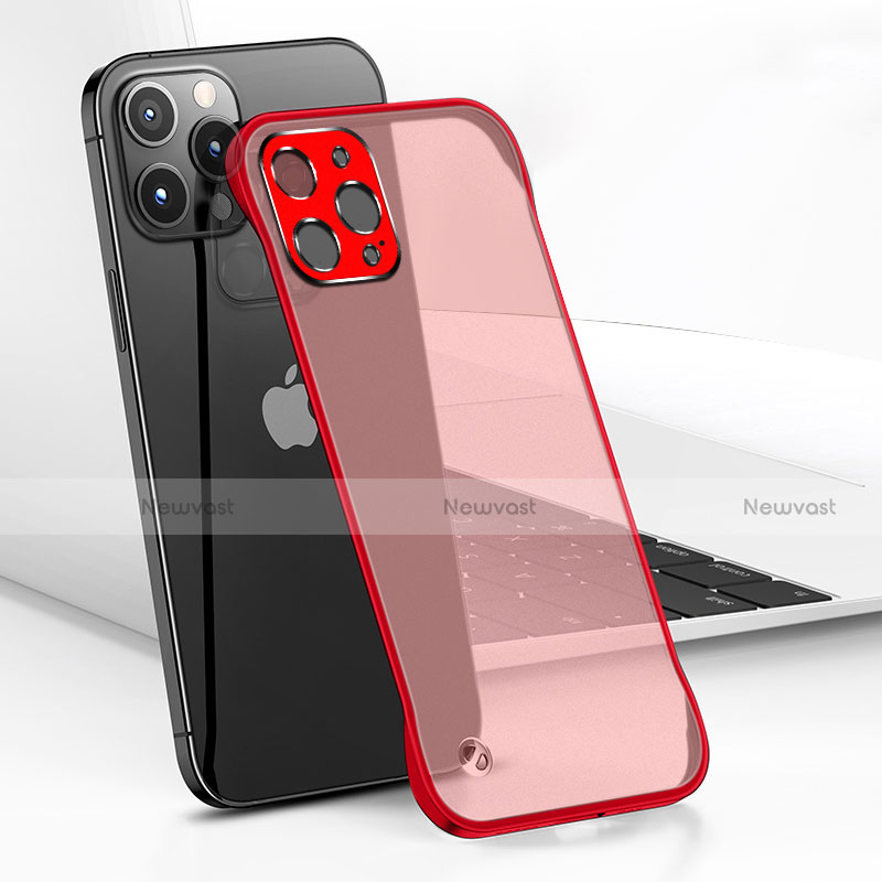 Transparent Crystal Hard Case Back Cover H05 for Apple iPhone 13 Pro Red