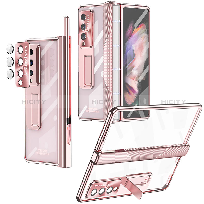 Transparent Crystal Hard Case Back Cover H05 for Samsung Galaxy Z Fold4 5G Rose Gold