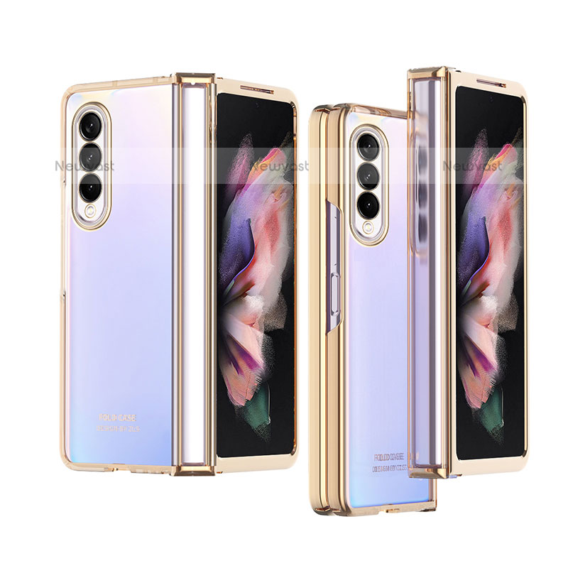 Transparent Crystal Hard Case Back Cover H06 for Samsung Galaxy Z Fold3 5G Gold