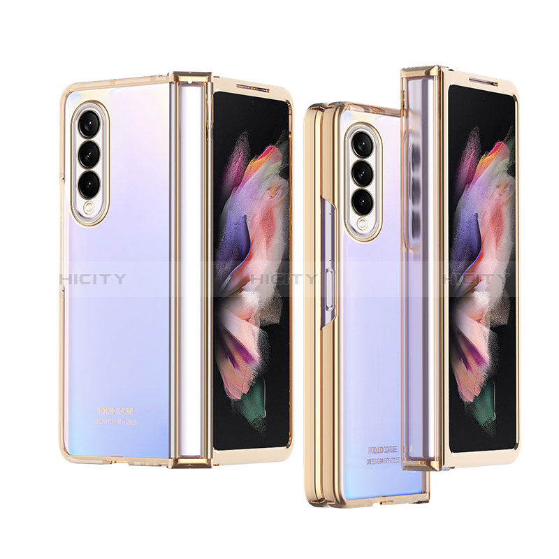 Transparent Crystal Hard Case Back Cover H06 for Samsung Galaxy Z Fold4 5G Gold