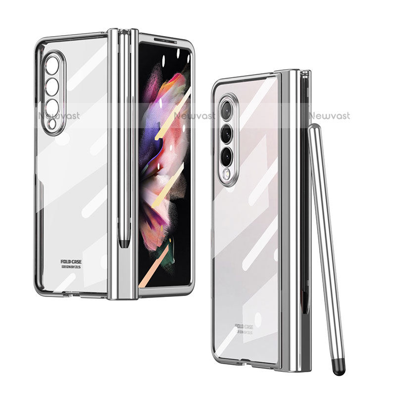 Transparent Crystal Hard Case Back Cover H07 for Samsung Galaxy Z Fold3 5G Silver