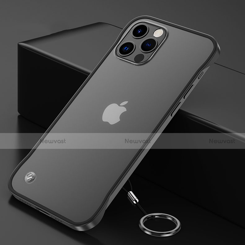 Transparent Crystal Hard Case Back Cover N01 for Apple iPhone 12 Pro Black
