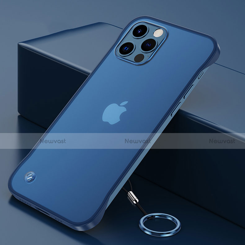 Transparent Crystal Hard Case Back Cover N01 for Apple iPhone 12 Pro Blue
