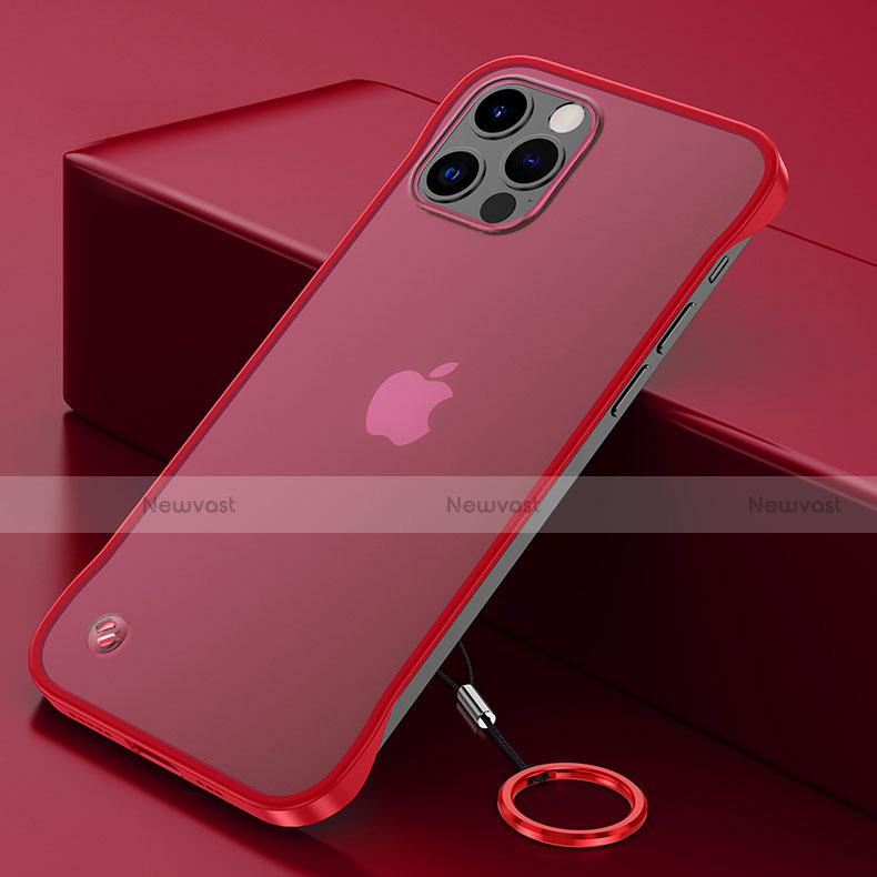 Transparent Crystal Hard Case Back Cover N01 for Apple iPhone 12 Pro Red