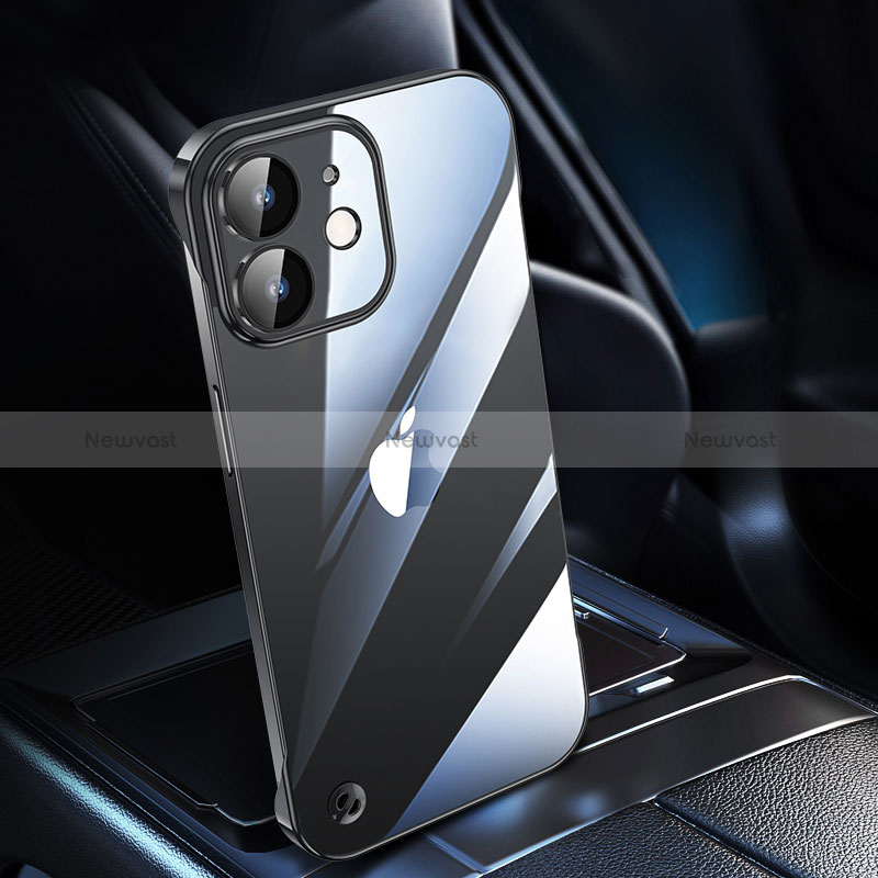 Transparent Crystal Hard Case Back Cover QC1 for Apple iPhone 12 Black