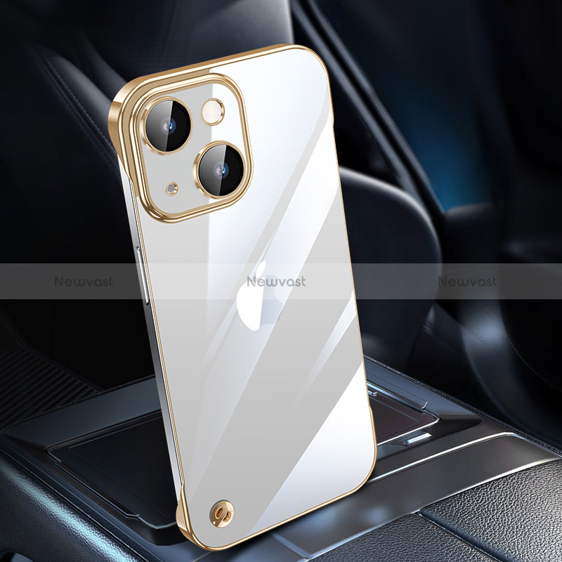 Transparent Crystal Hard Case Back Cover QC1 for Apple iPhone 14 Gold