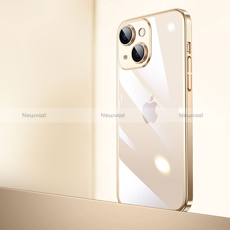 Transparent Crystal Hard Case Back Cover QC2 for Apple iPhone 13 Gold