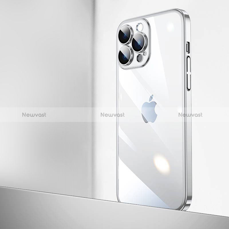 Transparent Crystal Hard Case Back Cover QC2 for Apple iPhone 13 Pro Max Silver