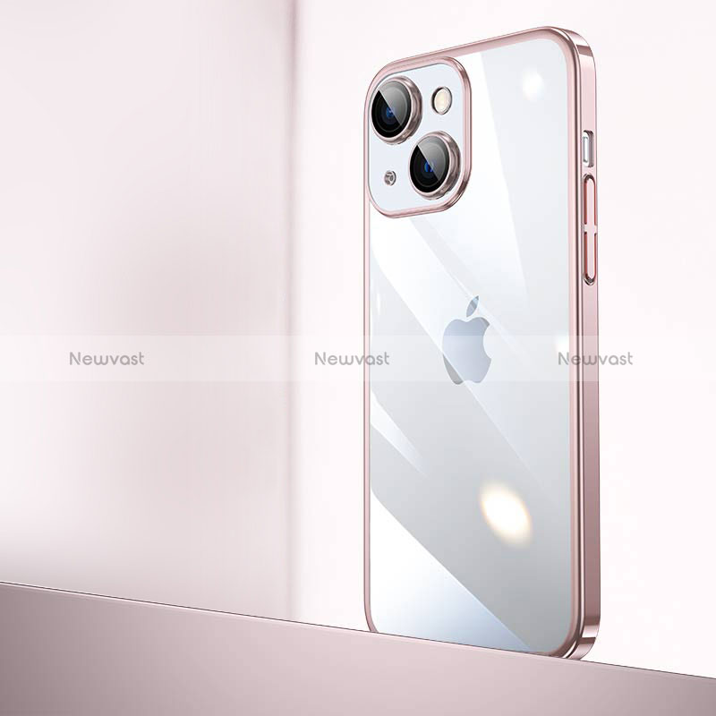 Transparent Crystal Hard Case Back Cover QC2 for Apple iPhone 14 Plus Rose Gold