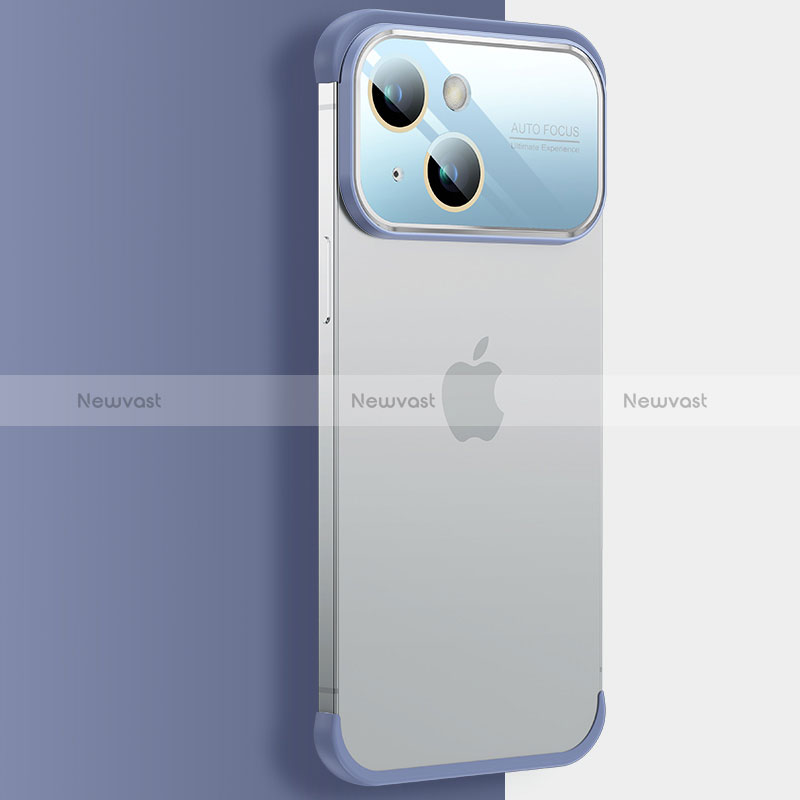 Transparent Crystal Hard Case Back Cover QC4 for Apple iPhone 14 Plus Blue