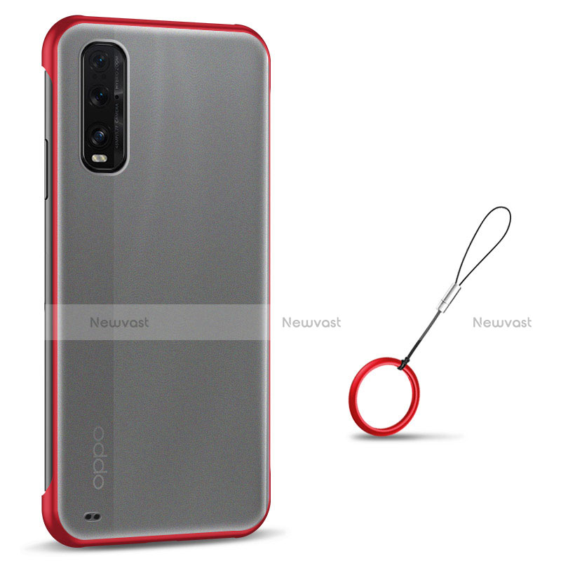 Transparent Crystal Hard Case Back Cover S01 for Oppo Find X2 Red