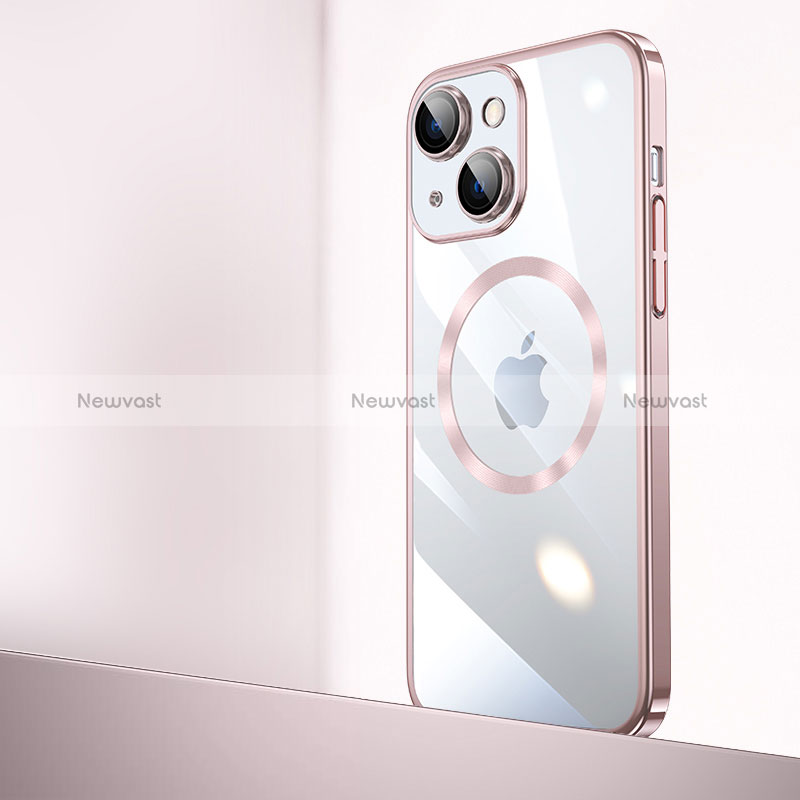 Transparent Crystal Hard Case Back Cover with Mag-Safe Magnetic QC2 for Apple iPhone 14