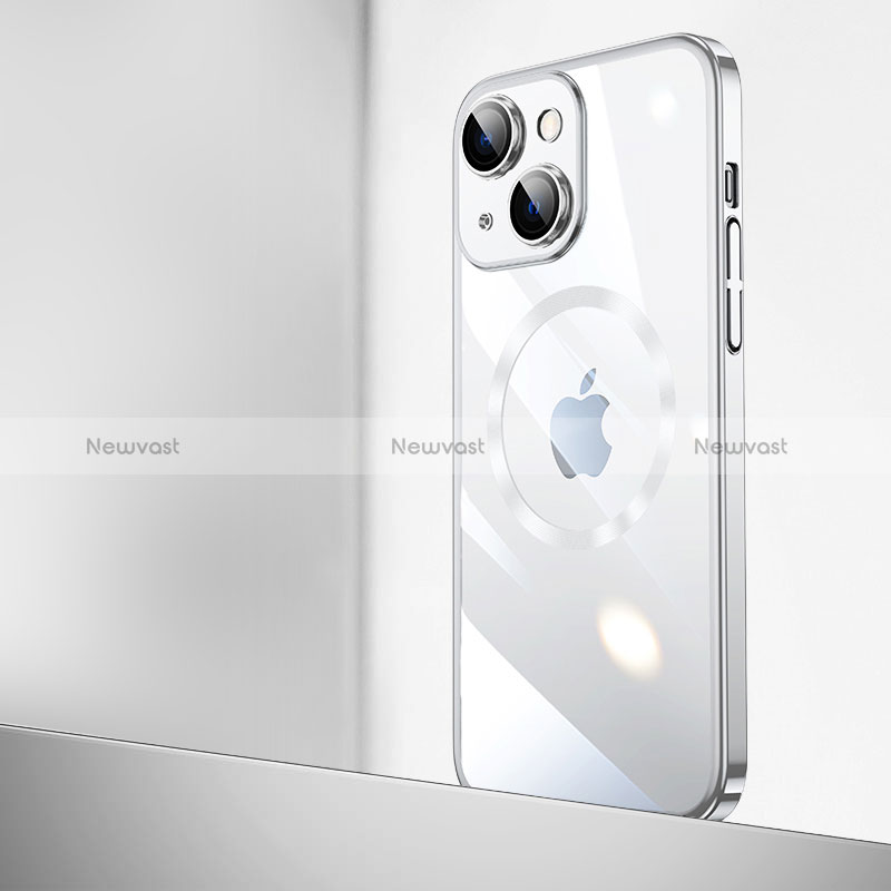 Transparent Crystal Hard Case Back Cover with Mag-Safe Magnetic QC2 for Apple iPhone 14