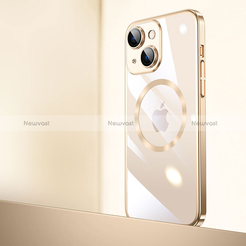 Transparent Crystal Hard Case Back Cover with Mag-Safe Magnetic QC2 for Apple iPhone 14