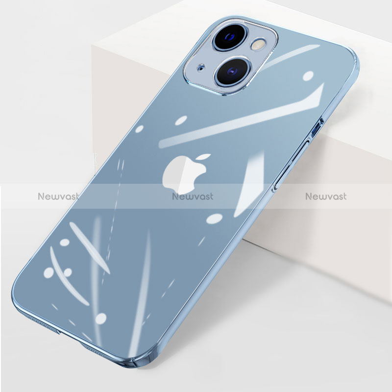Transparent Crystal Hard Case Back Cover WT1 for Apple iPhone 14 Plus Sky Blue