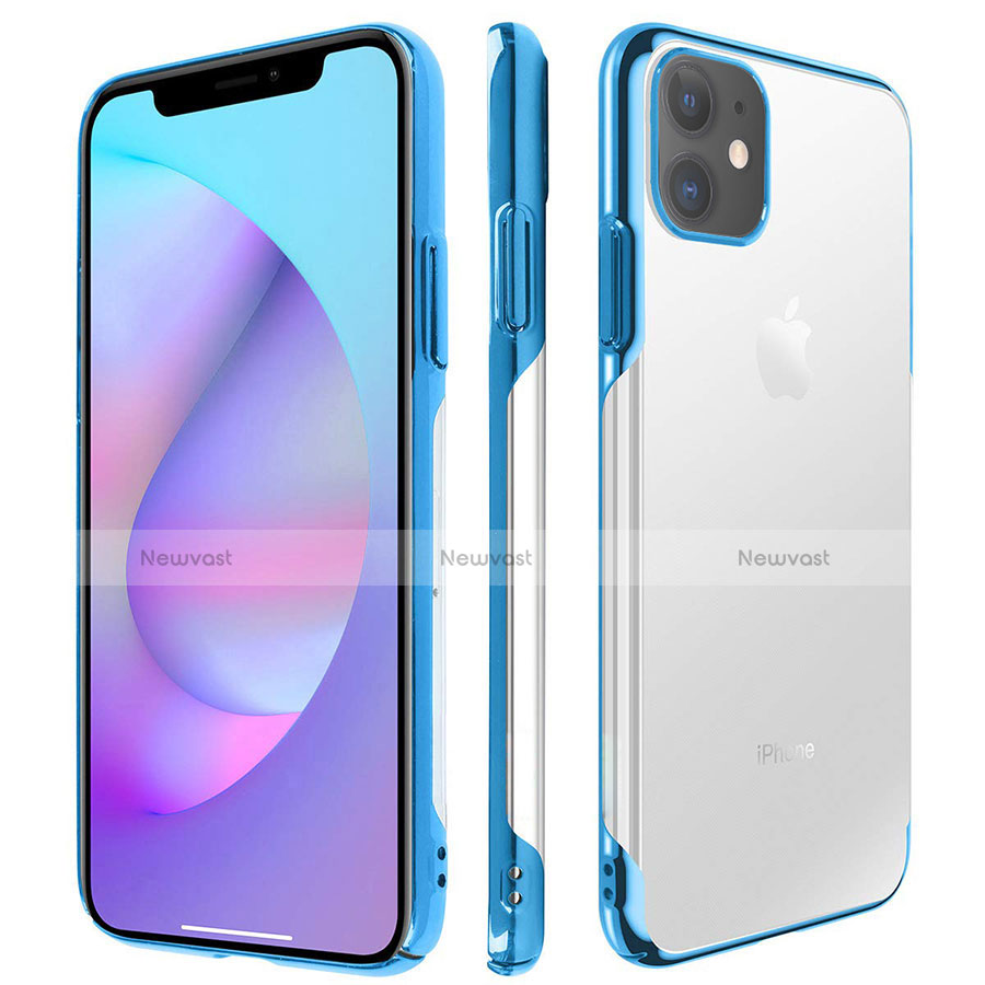 Transparent Crystal Hard Rigid Case Back Cover H01 for Apple iPhone 11 Blue