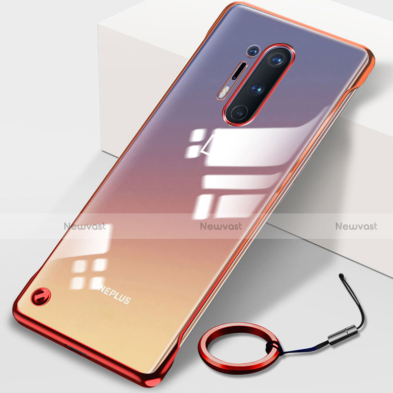 Transparent Crystal Hard Rigid Case Back Cover H01 for OnePlus 8 Pro Red