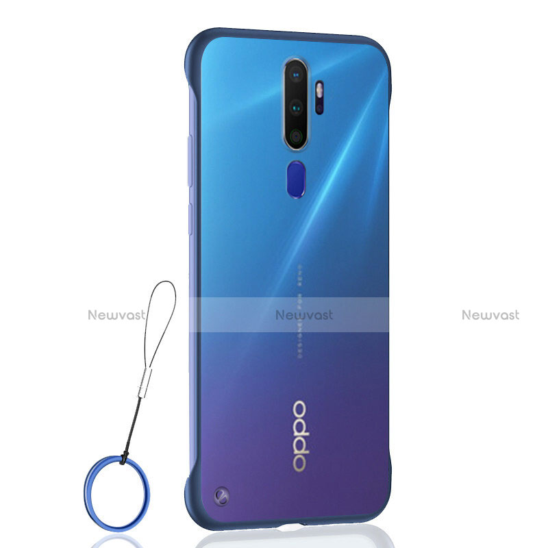 Transparent Crystal Hard Rigid Case Back Cover H01 for Oppo A11X Blue