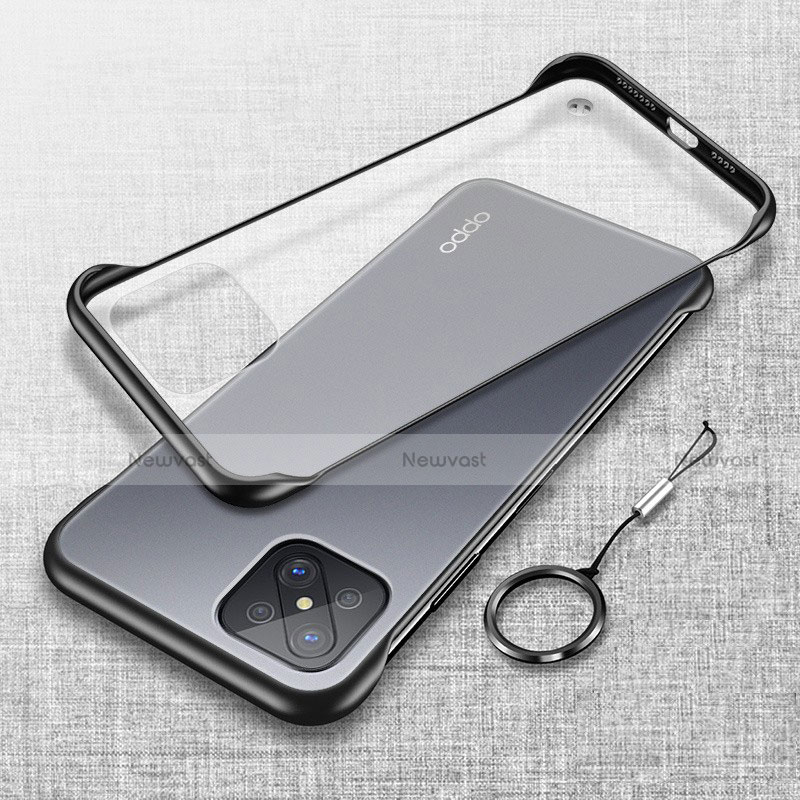Transparent Crystal Hard Rigid Case Back Cover H01 for Oppo A92s 5G Black