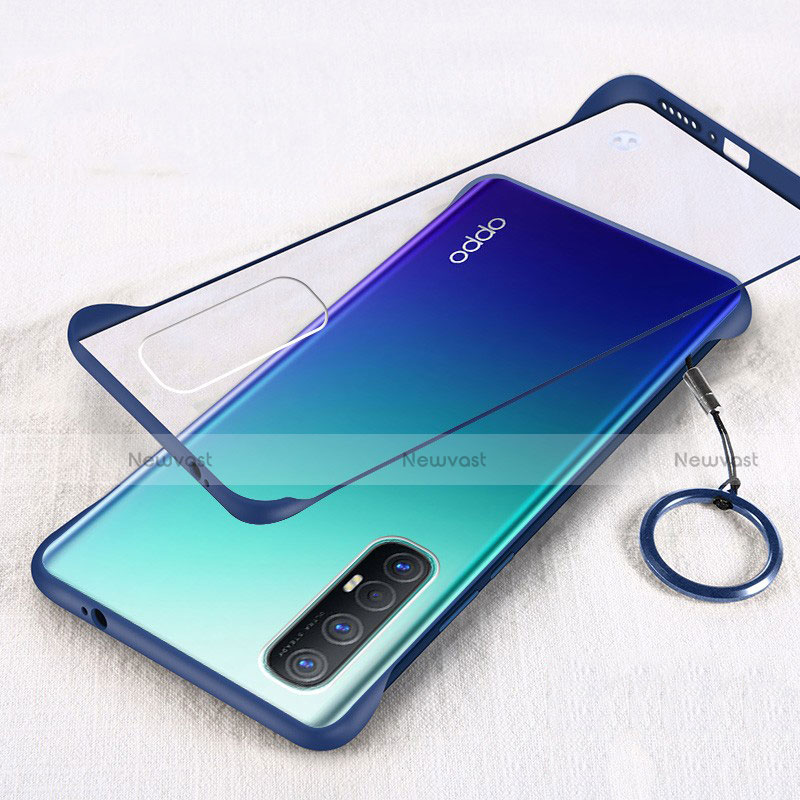 Transparent Crystal Hard Rigid Case Back Cover H01 for Oppo Find X2 Neo Blue