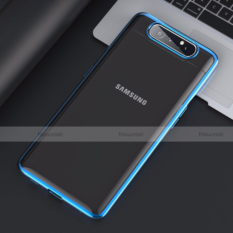 Transparent Crystal Hard Rigid Case Back Cover H01 for Samsung Galaxy A80 Blue