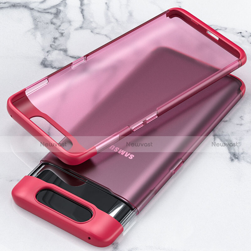 Transparent Crystal Hard Rigid Case Back Cover H02 for Samsung Galaxy A80 Red