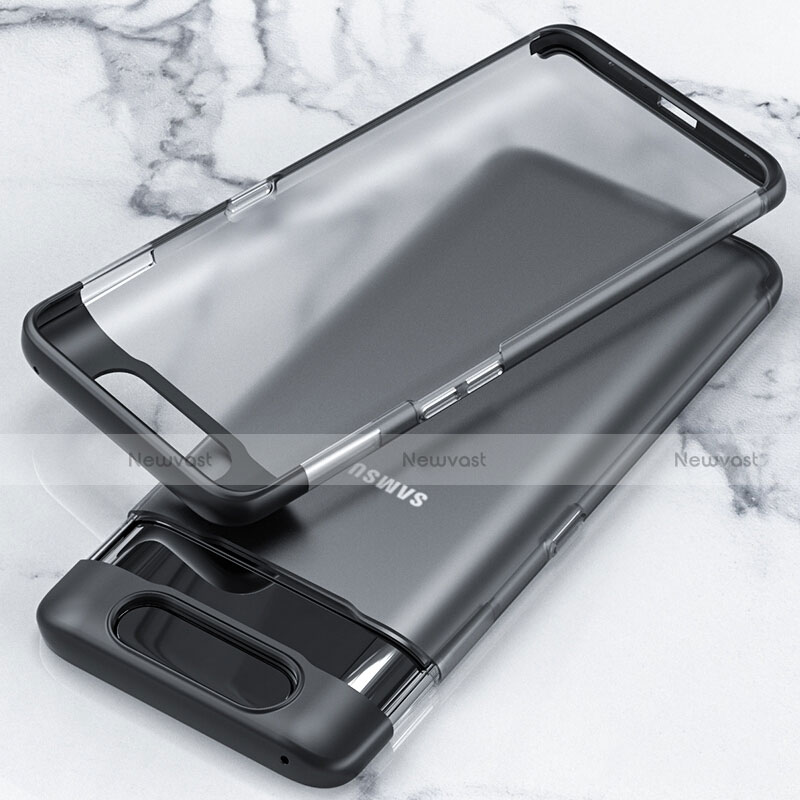 Transparent Crystal Hard Rigid Case Back Cover H02 for Samsung Galaxy A90 4G Black