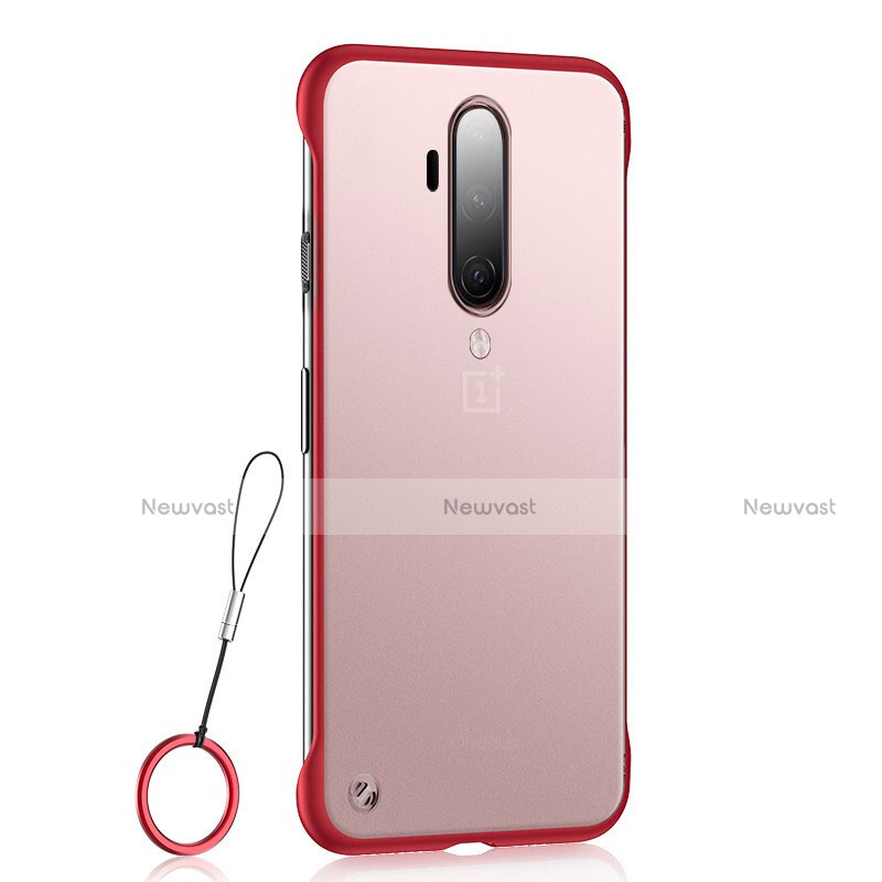 Transparent Crystal Hard Rigid Case Back Cover H03 for OnePlus 7T Pro 5G Red