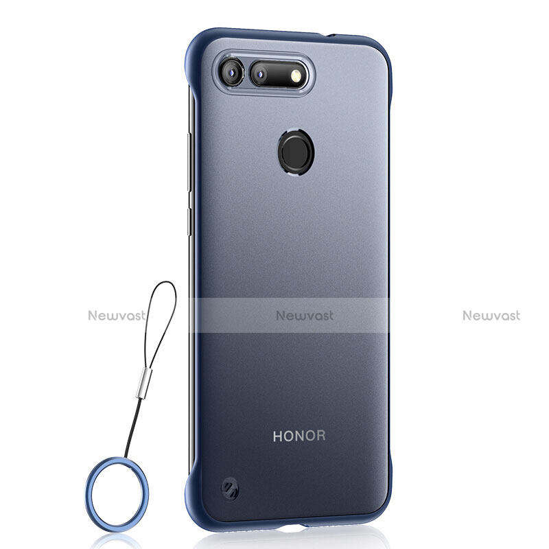 Transparent Crystal Hard Rigid Case Back Cover S01 for Huawei Honor V20 Blue