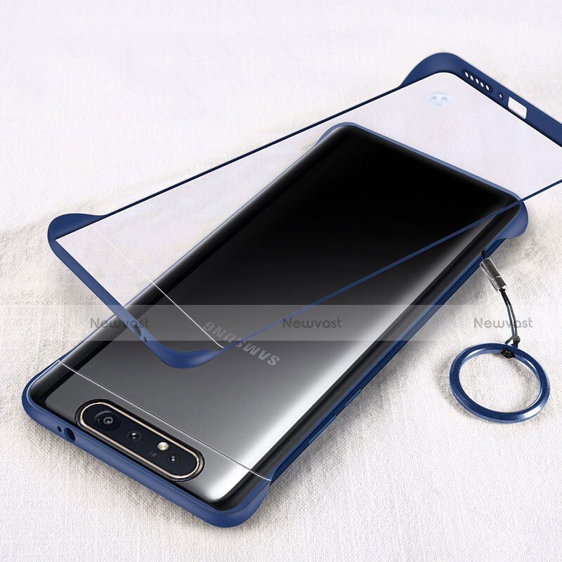 Transparent Crystal Hard Rigid Case Back Cover S01 for Samsung Galaxy A80 Blue
