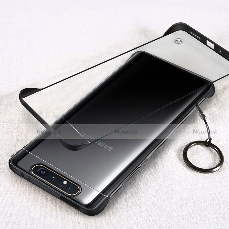 Transparent Crystal Hard Rigid Case Back Cover S01 for Samsung Galaxy A90 4G Black