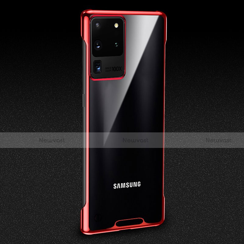 Transparent Crystal Hard Rigid Case Back Cover S01 for Samsung Galaxy S20 Ultra 5G Red