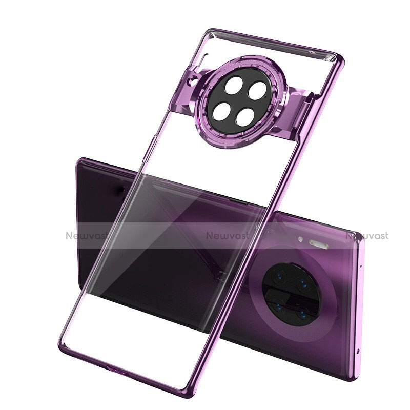 Transparent Crystal Hard Rigid Case Back Cover S02 for Huawei Mate 30 Pro 5G Purple