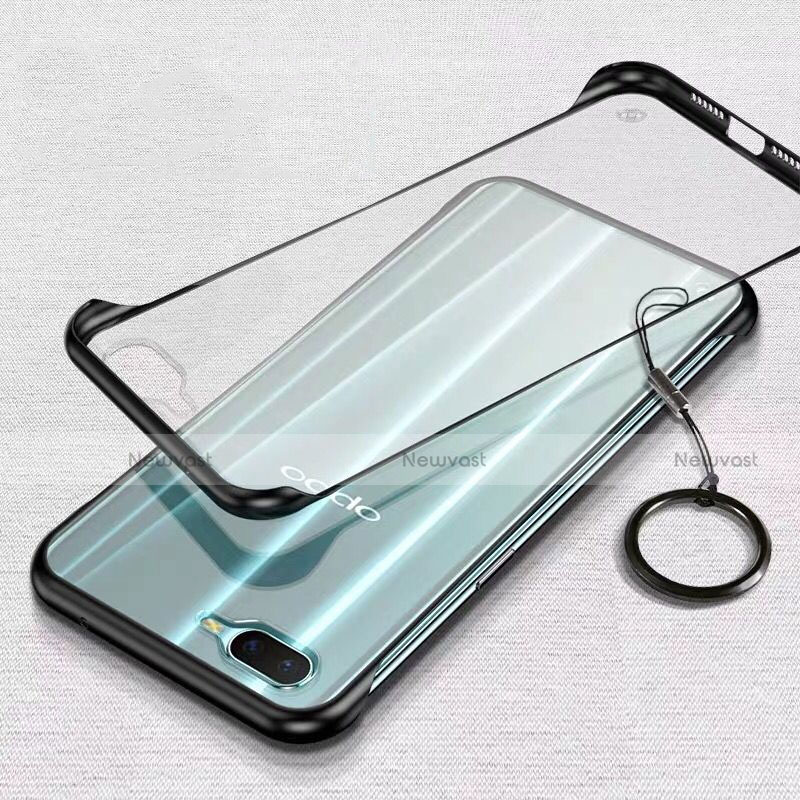 Transparent Crystal Hard Rigid Case Back Cover S02 for Oppo R15X Black