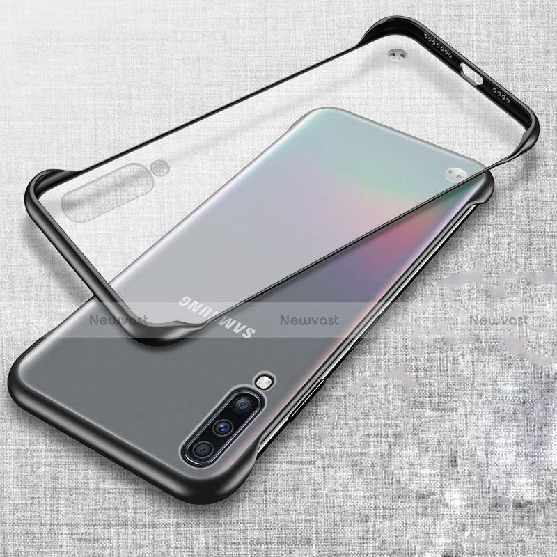 Transparent Crystal Hard Rigid Case Back Cover S02 for Samsung Galaxy A70 Black