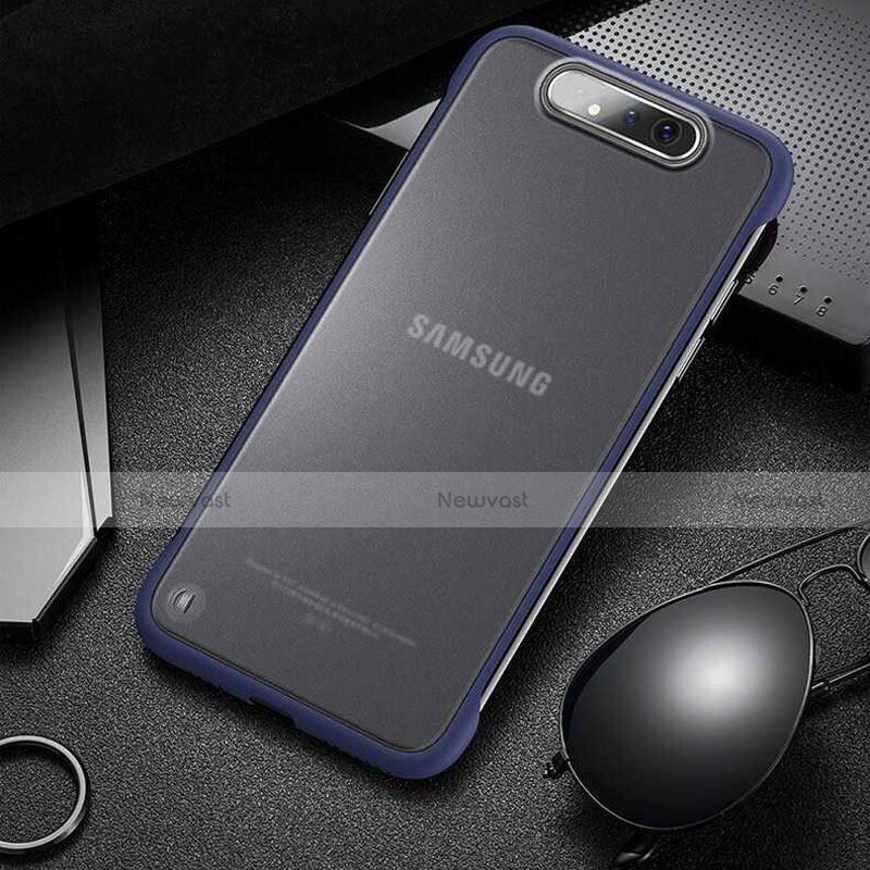 Transparent Crystal Hard Rigid Case Back Cover S02 for Samsung Galaxy A80 Blue