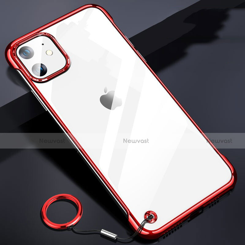 Transparent Crystal Hard Rigid Case Back Cover S03 for Apple iPhone 11 Red