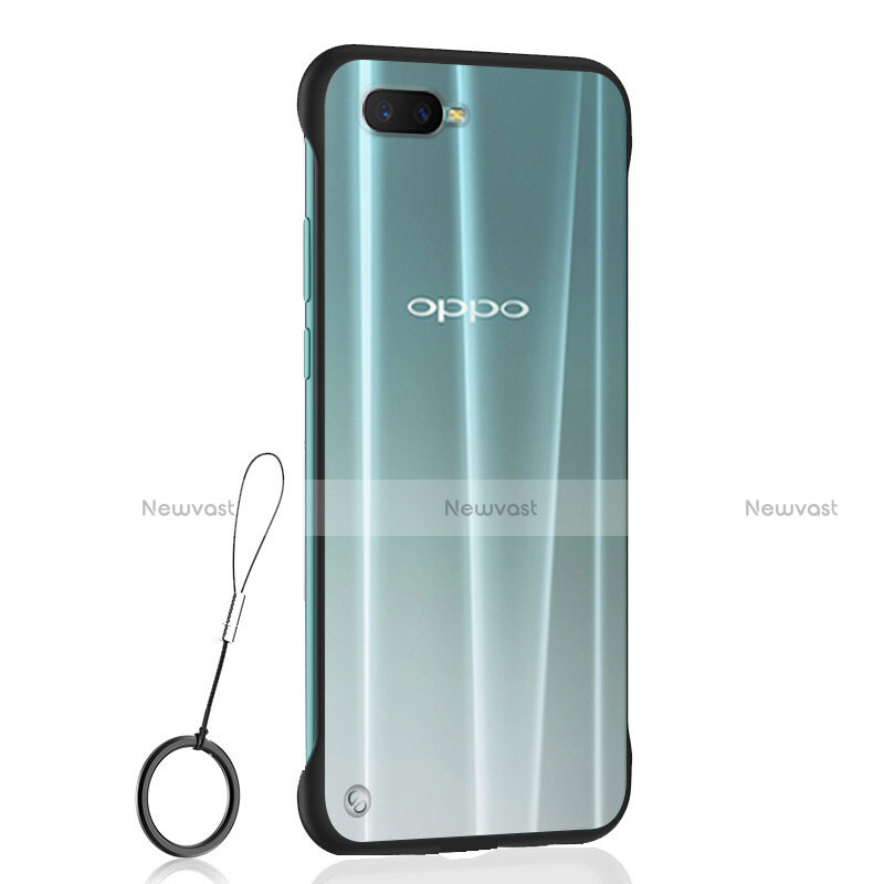 Transparent Crystal Hard Rigid Case Back Cover S04 for Oppo R15X Black