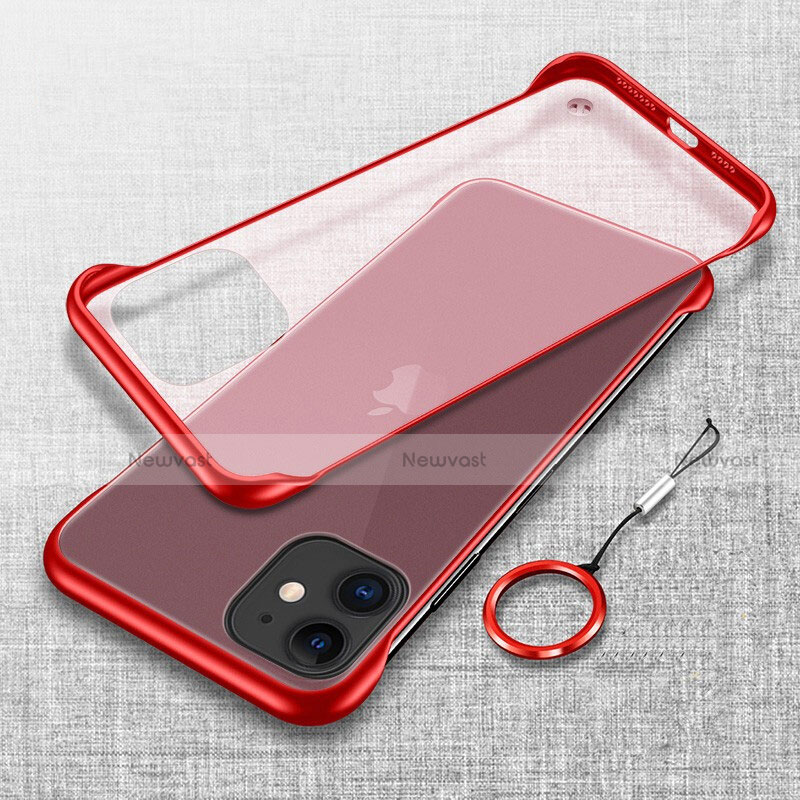 Transparent Crystal Hard Rigid Case Back Cover S06 for Apple iPhone 11 Red