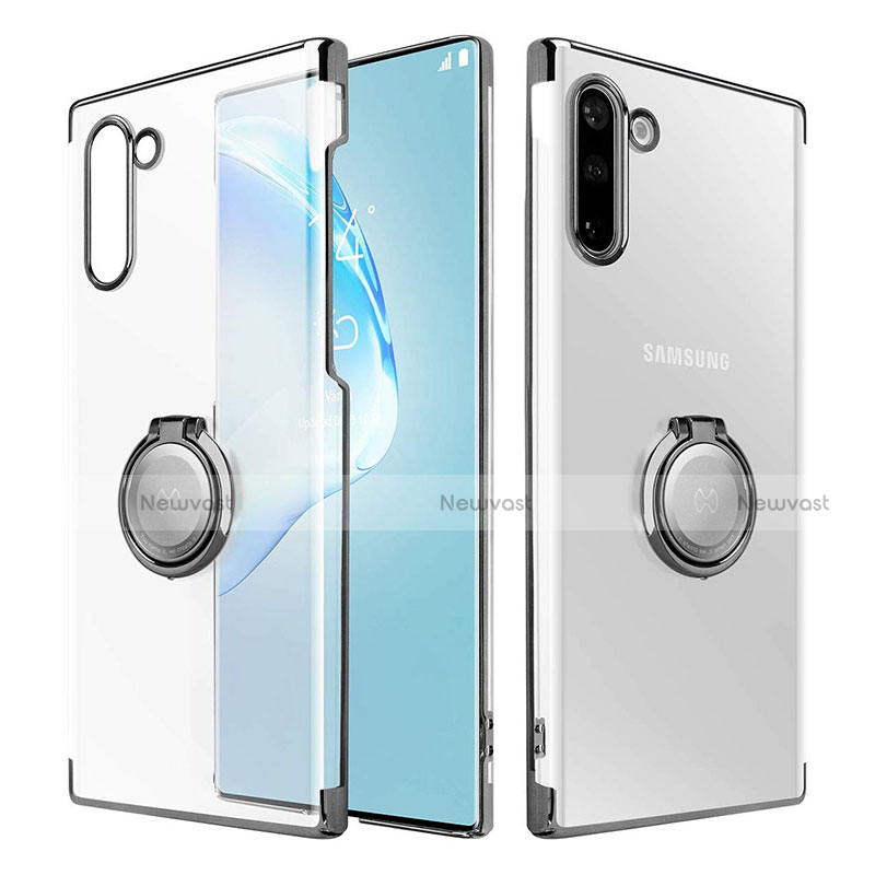 Transparent Crystal Hard Rigid Case Back Cover with Magnetic Finger Ring Stand for Samsung Galaxy Note 10