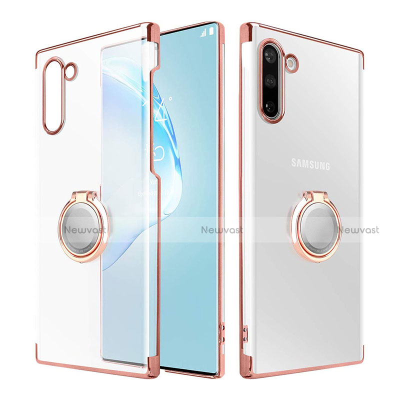 Transparent Crystal Hard Rigid Case Back Cover with Magnetic Finger Ring Stand for Samsung Galaxy Note 10