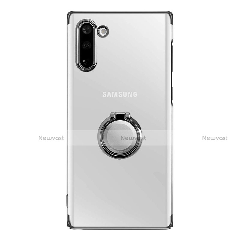 Transparent Crystal Hard Rigid Case Back Cover with Magnetic Finger Ring Stand for Samsung Galaxy Note 10