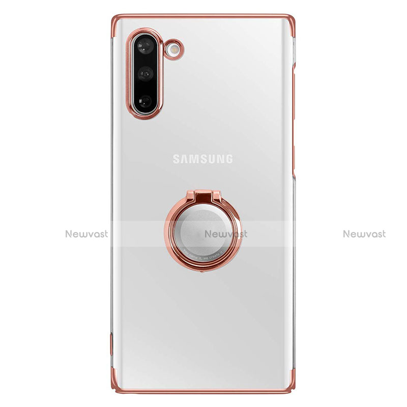 Transparent Crystal Hard Rigid Case Back Cover with Magnetic Finger Ring Stand for Samsung Galaxy Note 10