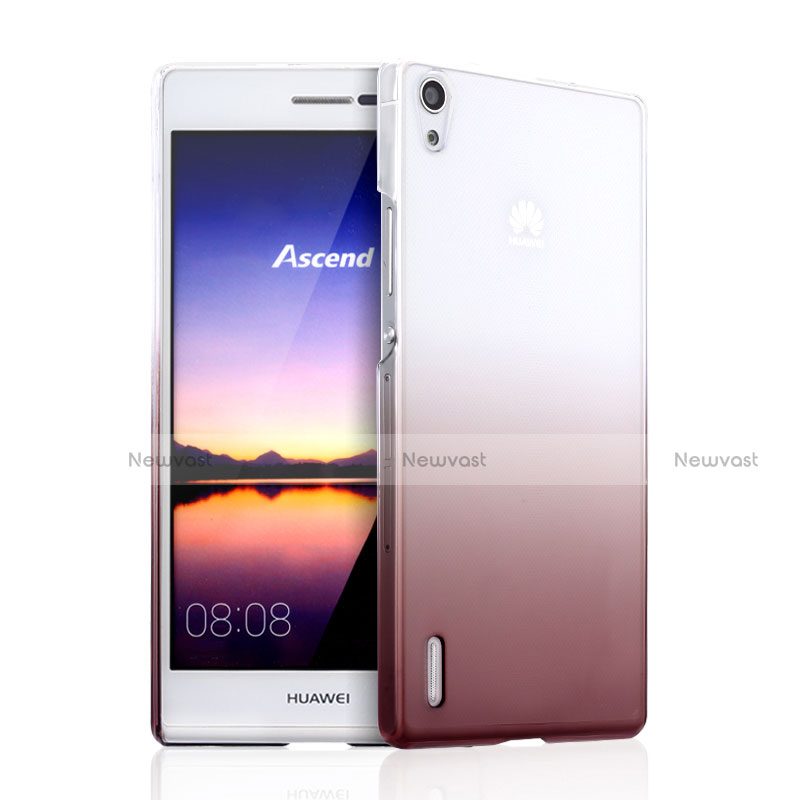 Transparent Gradient Hard Rigid Case for Huawei Ascend P7 Brown